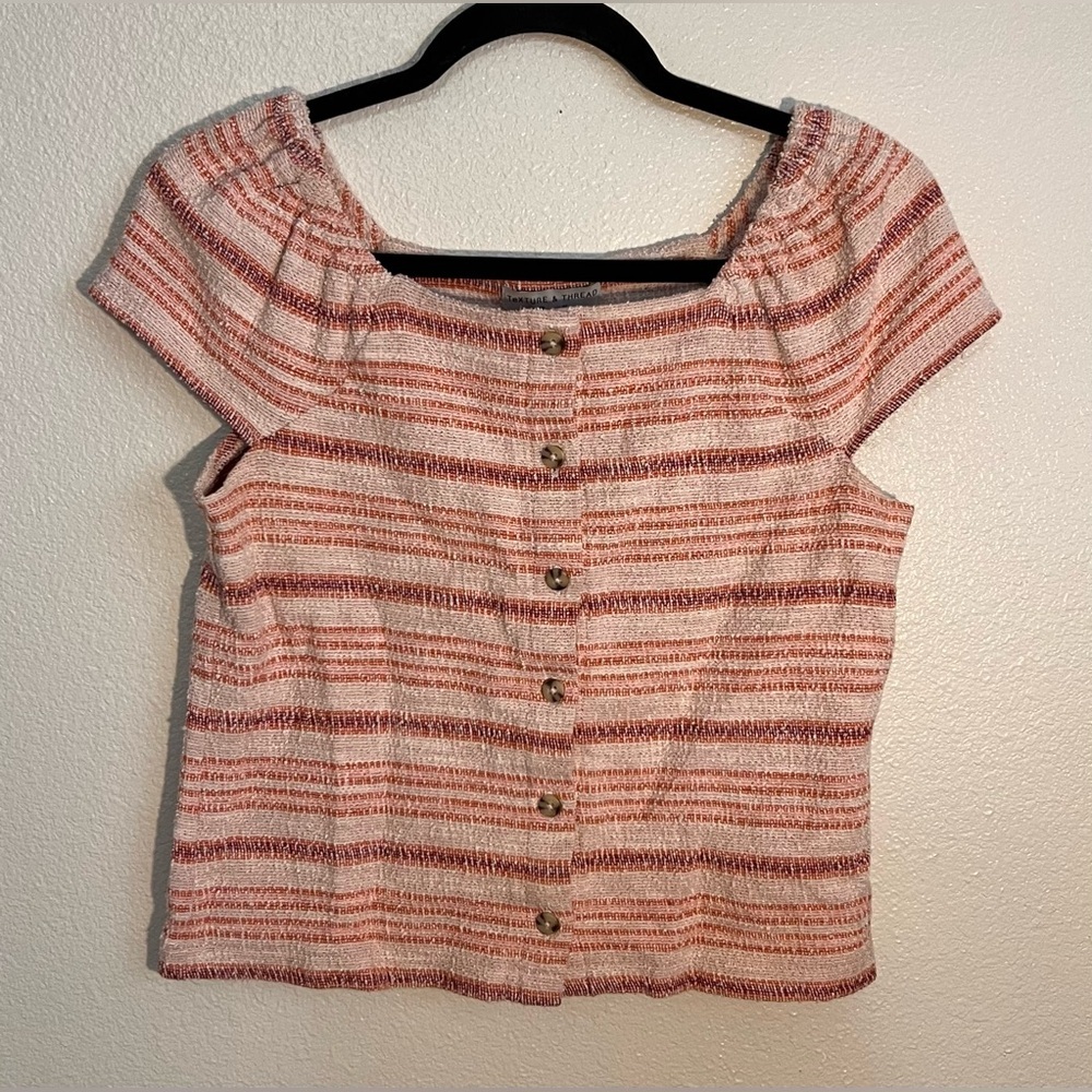 Madewell Texture & Thread Striped Button-Front Top – XS